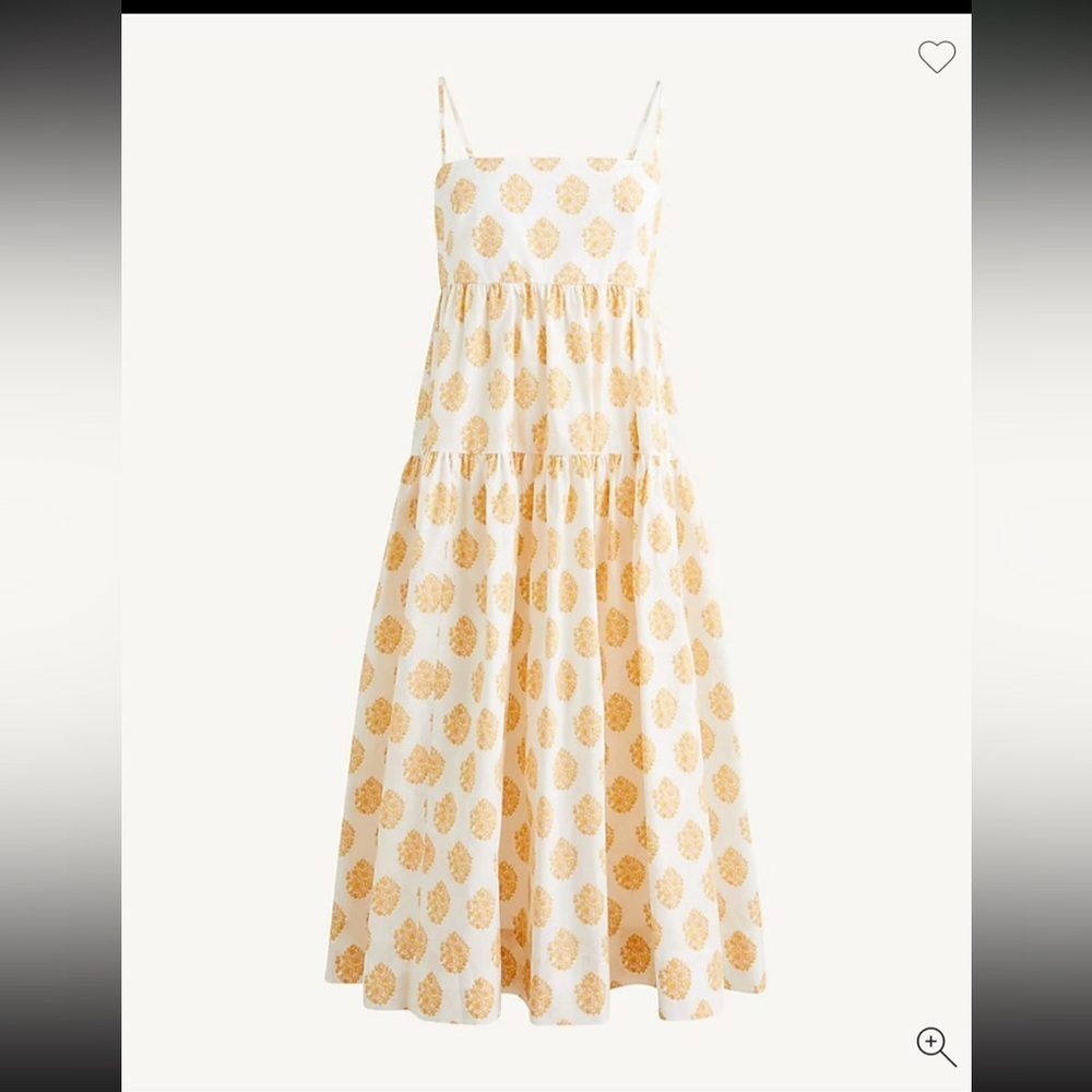 J.Crew Cottagecore Tiered Midi Dress Tie Back Floral Yellow White NWT Size 6 - Picture 3 of 9